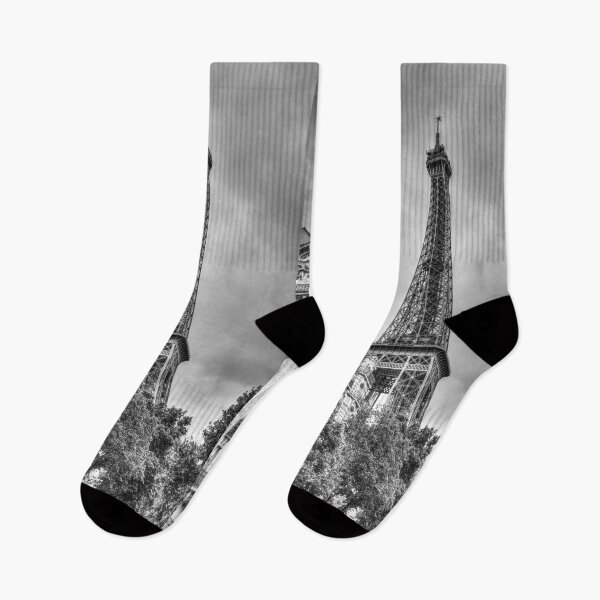 Item preview, Eiffel Tower Paris, Behind The Town Houses, Black And White designed and sold by Paul Thompson Photography.