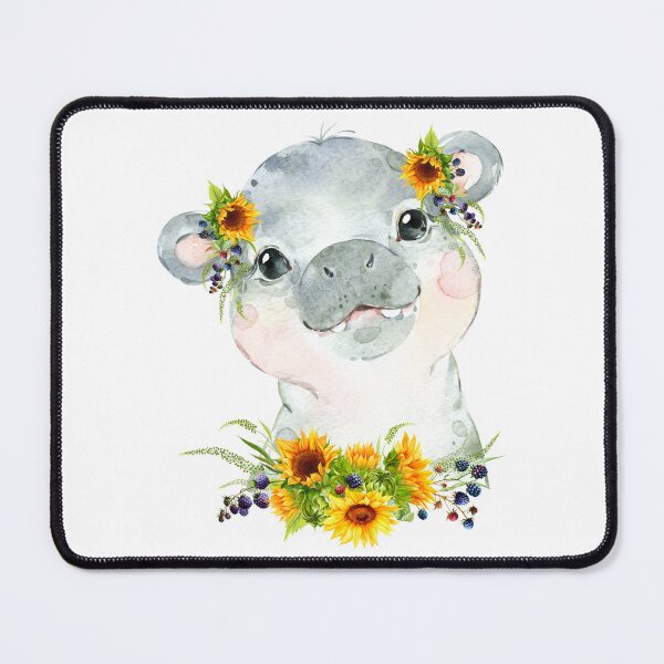 Item preview, Baby Hippo with Yellow Floral Sunflowers  designed and sold by Paulele.