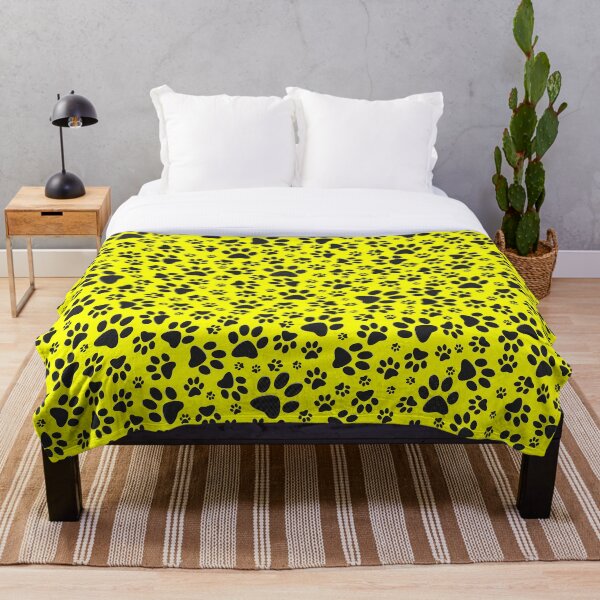 Item preview, Dog Paws Black and White Polka Dot on yellow background designed and sold by homemadecreate.