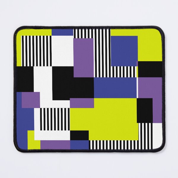 Item preview, Mid-Century Modern Squares and Stripes Purple, Blue, Mustard Yellow, Black, White designed and sold by QuestingPixel.