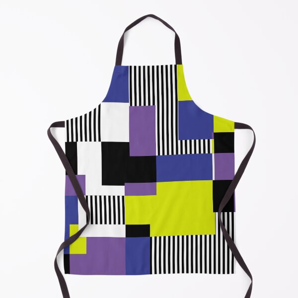 Item preview, Mid-Century Modern Squares and Stripes Purple, Blue, Mustard Yellow, Black, White designed and sold by QuestingPixel.