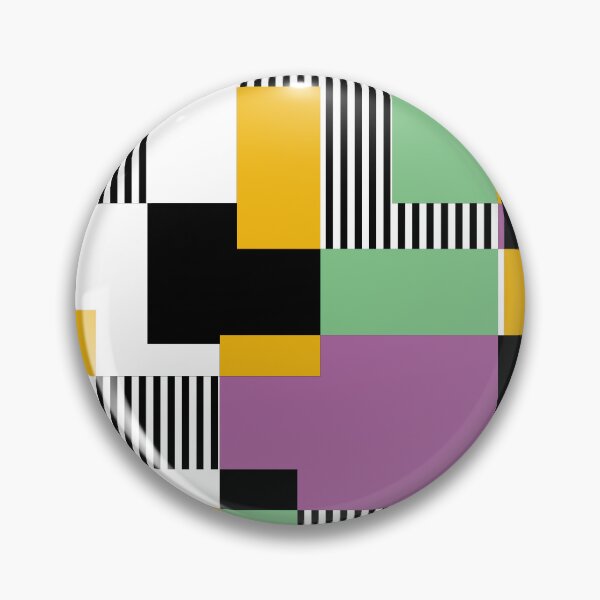 Item preview, Mid-Century Modern Squares and Stripes Orange, Pink, Green, Black, White designed and sold by QuestingPixel.