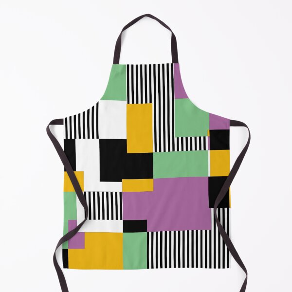 Item preview, Mid-Century Modern Squares and Stripes Orange, Pink, Green, Black, White designed and sold by QuestingPixel.