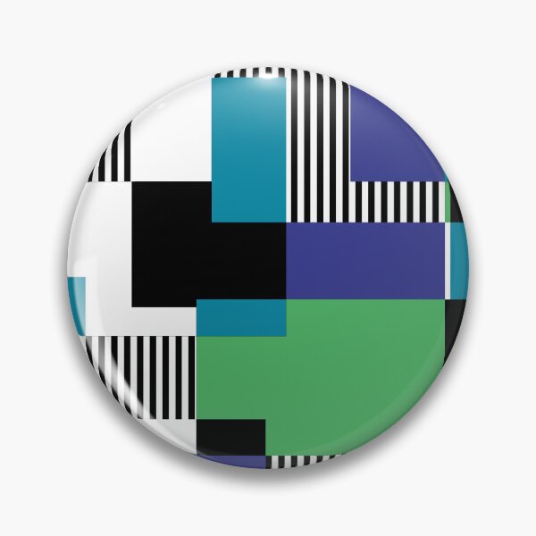 Item preview, Mid-Century Modern Squares and Stripes Blue, Green, Black, White designed and sold by QuestingPixel.