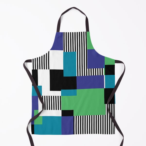 Item preview, Mid-Century Modern Squares and Stripes Blue, Green, Black, White designed and sold by QuestingPixel.