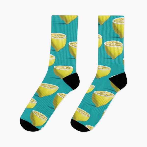 Item preview, Pattern with 3D lemon halves on turquoise background designed and sold by hmorena.