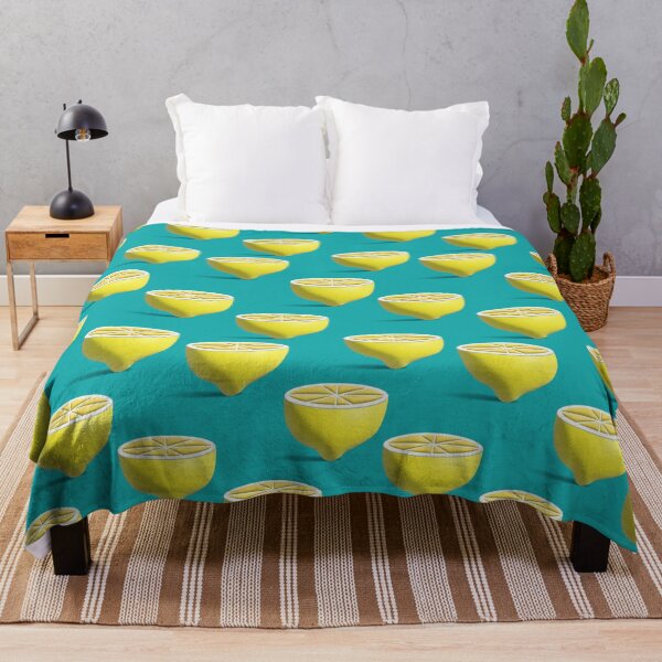 Item preview, Pattern with 3D lemon halves on turquoise background designed and sold by hmorena.