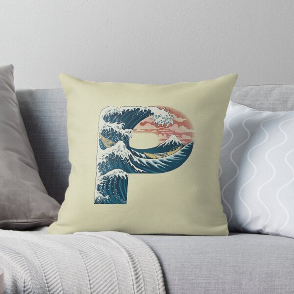 Letter P | Japanese Woodblock Printing (1830) Throw Pillow