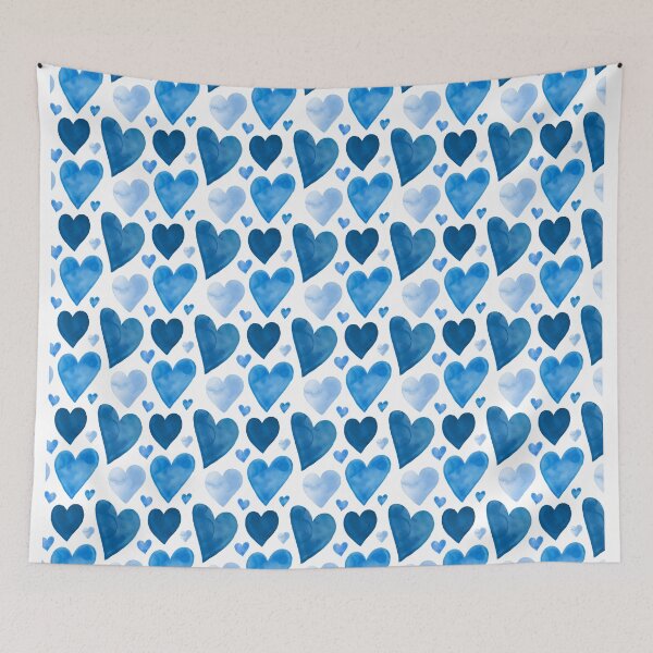 Item preview, All Over Blue Watercolor Hearts designed and sold by Jandsgraphics.
