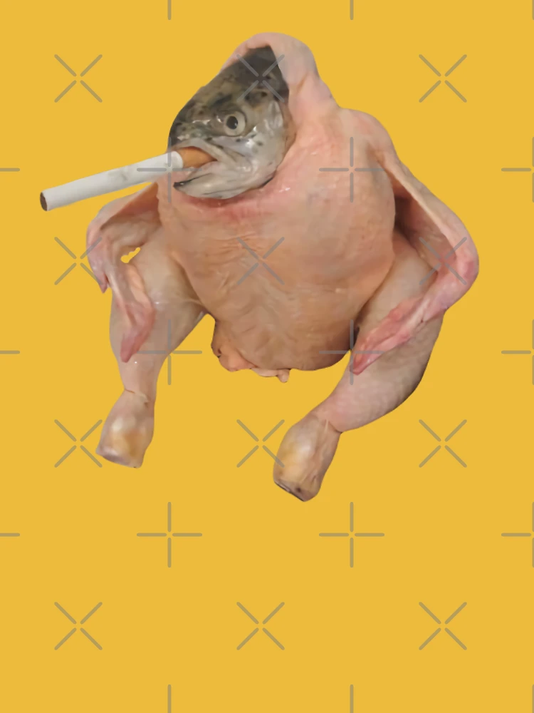 fish inside a chicken smoking a cigarette HQ Fish Face Chicken Smoking a Cigarette Meme