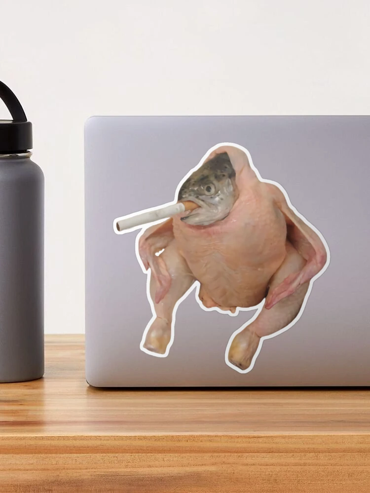 HQ Fish Face Chicken Smoking a Cigarette Meme