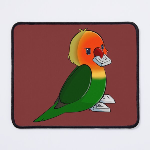 Naughty fischers lovebird stealing gaming keys from keyboard Mouse Pad