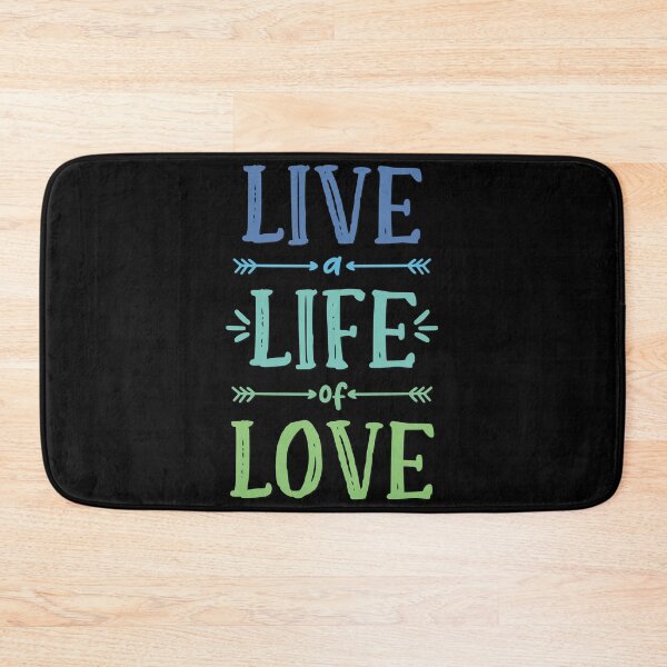 Item preview, Live a Life of Love! Text in blue aqua teal green.  Pride Good Vibes designed and sold by MunsyArt.