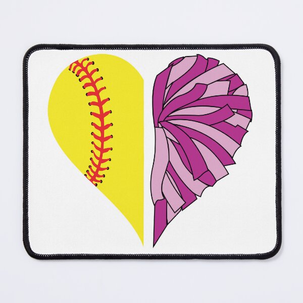 Item preview, Half softball heart and half purple pom pom heart designed and sold by PepaAnaRB.
