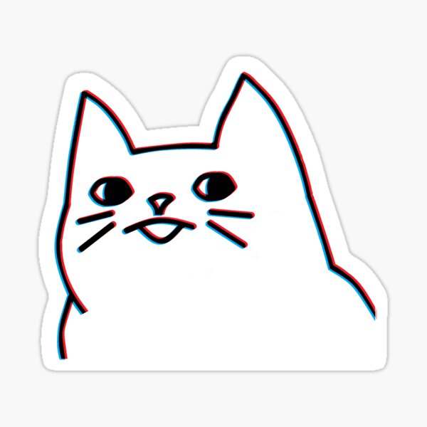 "3D Japanese Funny Cat Logo" Sticker for Sale by BlueCatFish Redbubble