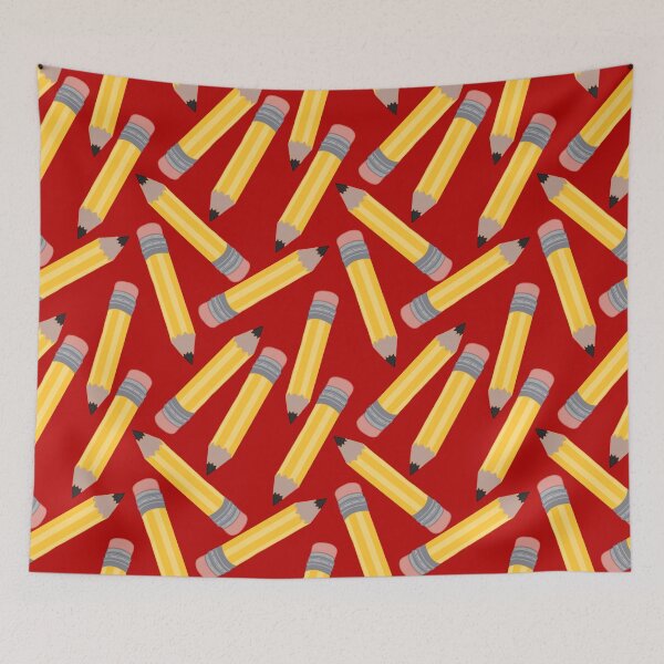Item preview, Pencils Pattern (Large) on Red Background designed and sold by MakerOfPaper.