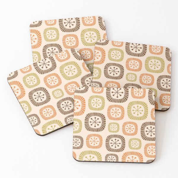 Item preview, Mid-Century Modern Atomic Abstract Composition 443 Orange Brown Green and Beige designed and sold by tonymagnerart.