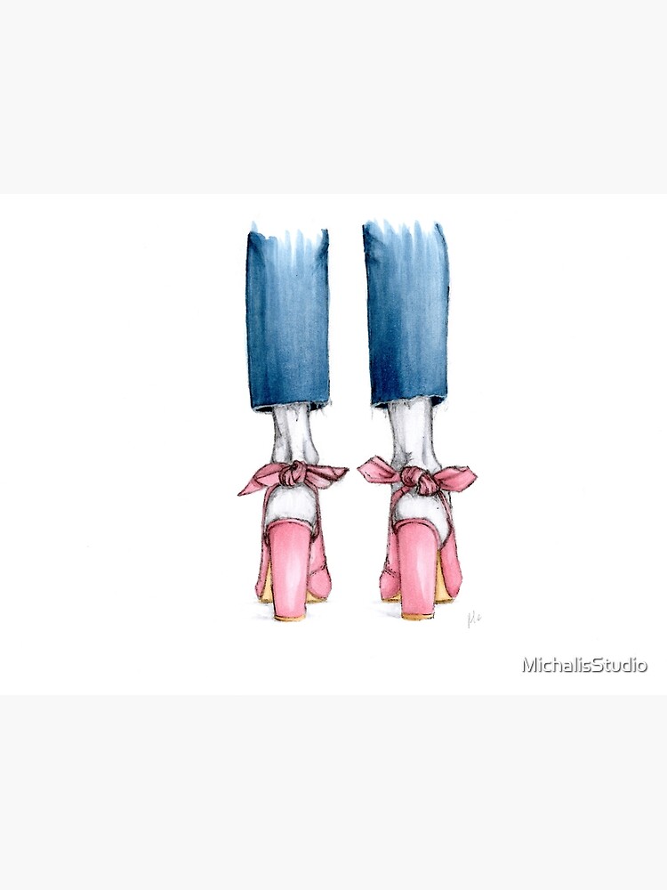 Pink Knot Bows & Denim Jeans by MichalisStudio