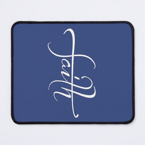 Item preview, White Faith Cross, Script - Dark Blue designed and sold by AbideApparel.