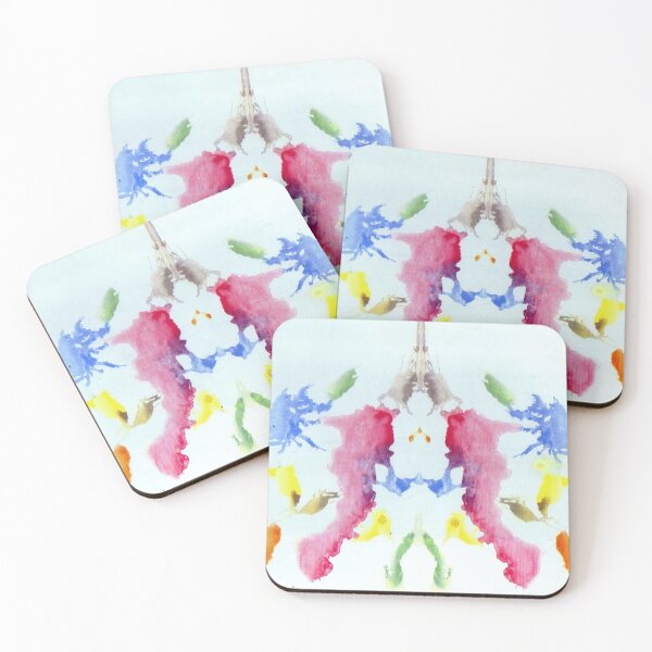Psychology. Inkblot test. Tenth blot. Rorschach inkblot test. Coasters (Set of 4)