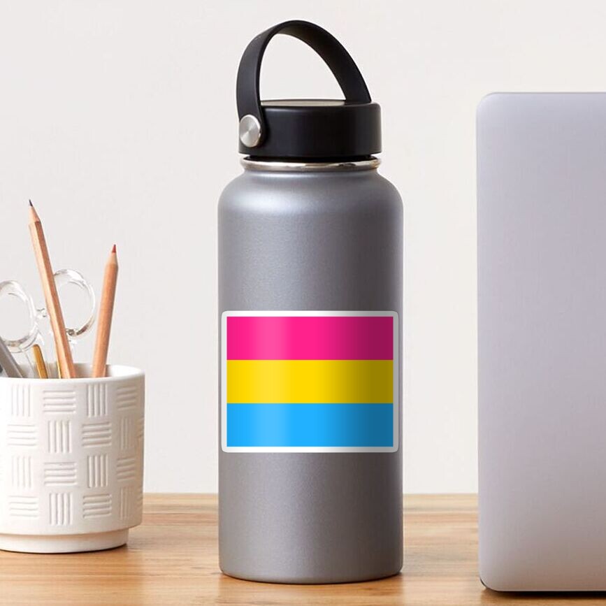 Pansexual Pride Flag (black background) Sticker