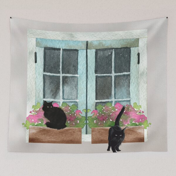 Item preview, Window with Cats designed and sold by HappyLifeCreate.
