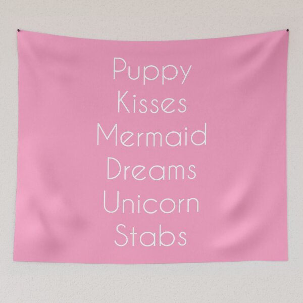Item preview, "No Truer Words" - Puppy, Kisses, Kiss, Puppies, Mermaid, Dreams, Maiden, Siren, Sea, Ocean, Unicorn, Horse, Equine, Stabs Stabbing, Horn, Pink   designed and sold by CanisPicta.