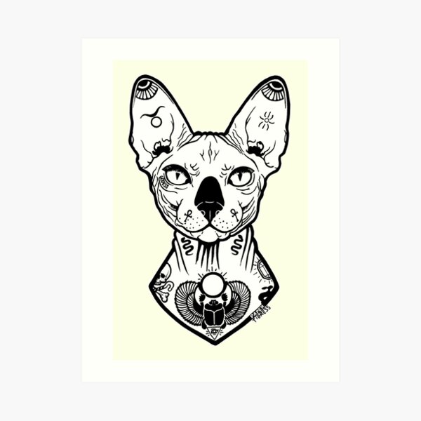 sphynx tattooed Art Print