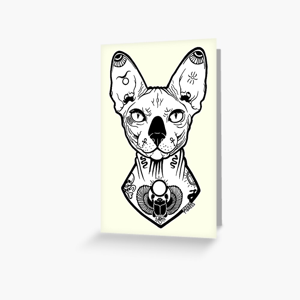 Carte De Vœux Sphynx Tatoue Par Papertigressart Redbubble