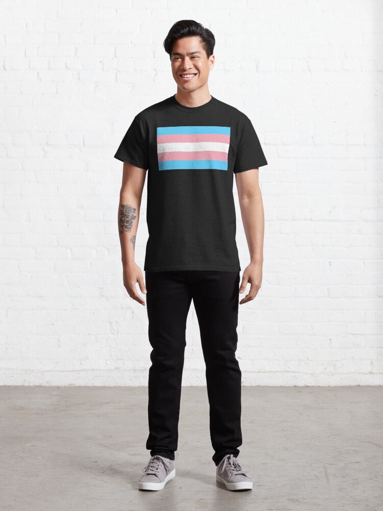 Alternate view of Transgender Pride Flag (black background) Classic T-Shirt