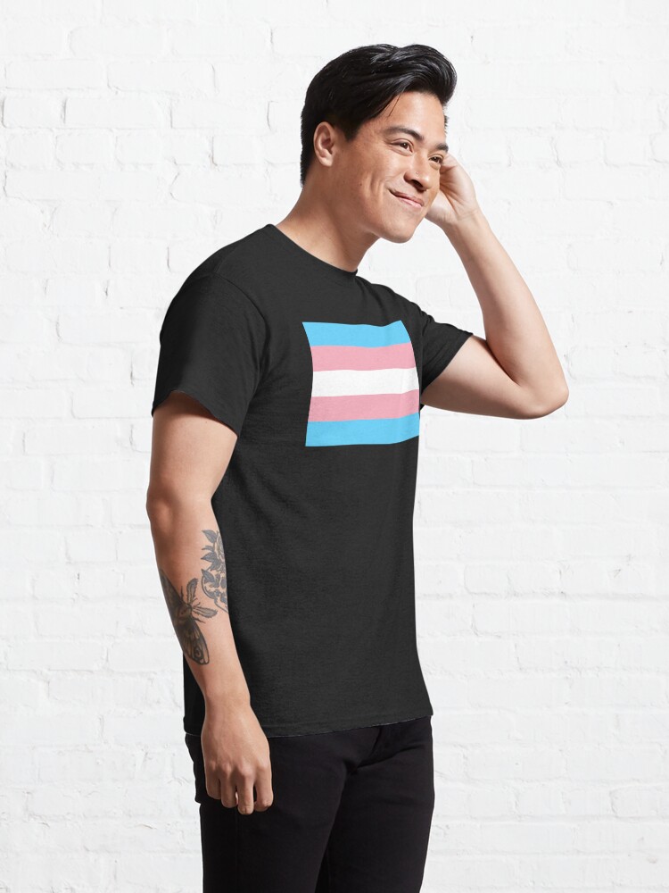 Alternate view of Transgender Pride Flag (black background) Classic T-Shirt