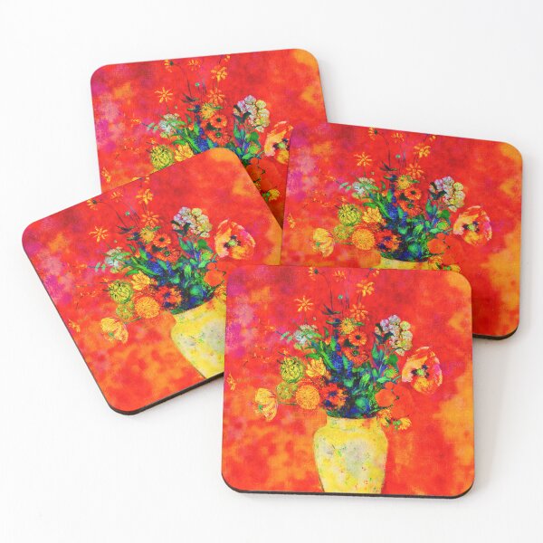 Item preview, Red Abstract Flowers in Vase designed and sold by EdwardMonet.