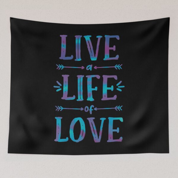 Item preview, Live a Life of Love! Cool tie-dye style text in Blue & Purple Pride Good Vibes designed and sold by MunsyArt.