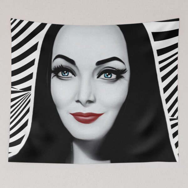 Item preview, Morticia Horror Icon Black and White Stripes designed and sold by orionlodubyal.