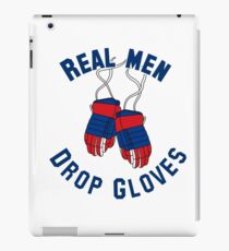 Ice Hockey, Real Men Drop Gloves - Red & Blue iPad Case/Skin