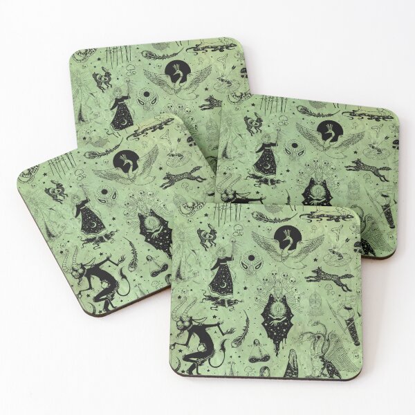 Item preview, Dark Russian Fairytales - Spooky Acid Green Folktale Pattern designed and sold by BoyPilot Goods.