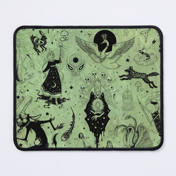 Item preview, Dark Russian Fairytales - Spooky Acid Green Folktale Pattern designed and sold by BoyPilot Goods.