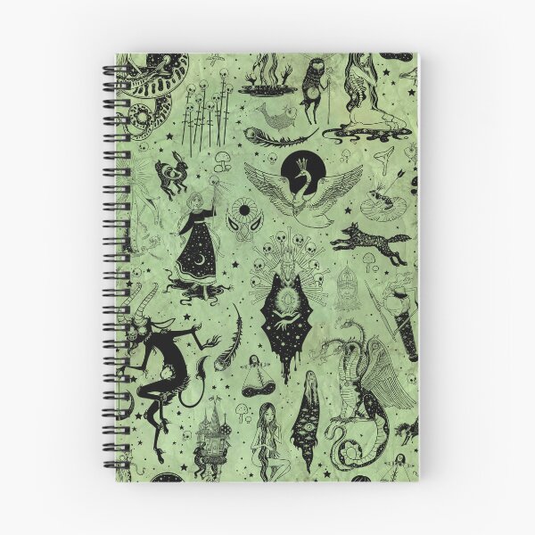 Item preview, Dark Russian Fairytales - Spooky Acid Green Folktale Pattern designed and sold by BoyPilot Goods.