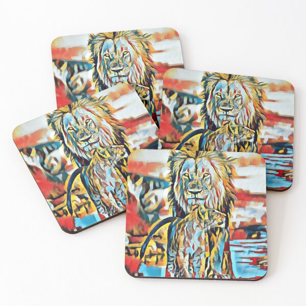 Item preview, Loving Father and Son Lion and Cub Family Pop Art designed and sold by TheWildFlix.