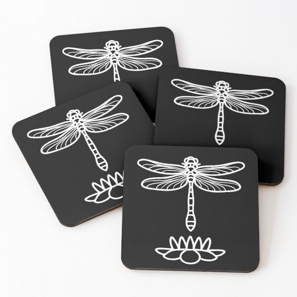 Item preview, Dragonfly And Lily Pad Stylized Line Drawing Design designed and sold by EarthArtDesigns.
