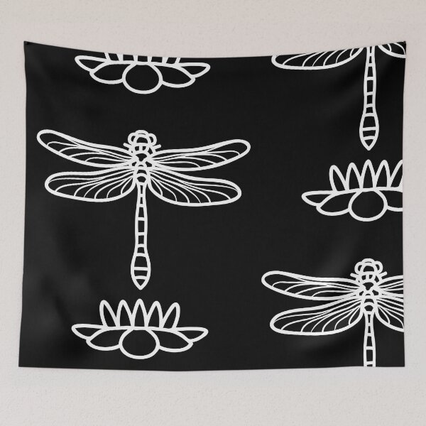 Item preview, Dragonfly And Lily Pad Stylized Line Drawing Design designed and sold by EarthArtDesigns.