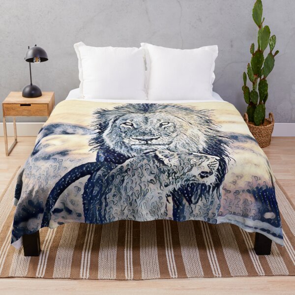 Item preview, Loving Father and Son Lion and Cub Family Rain Art designed and sold by TheWildFlix.