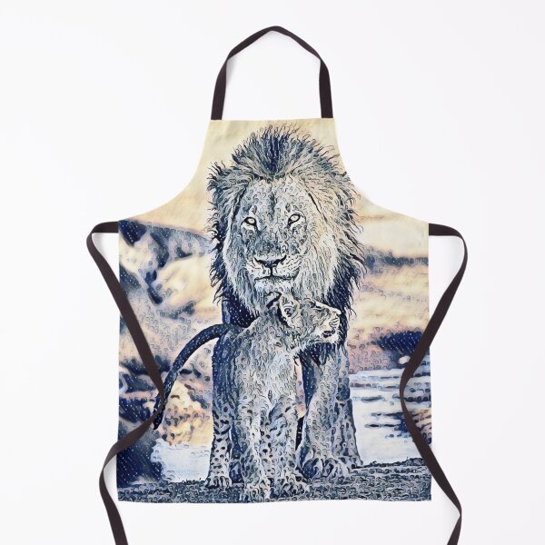 Item preview, Loving Father and Son Lion and Cub Family Rain Art designed and sold by TheWildFlix.