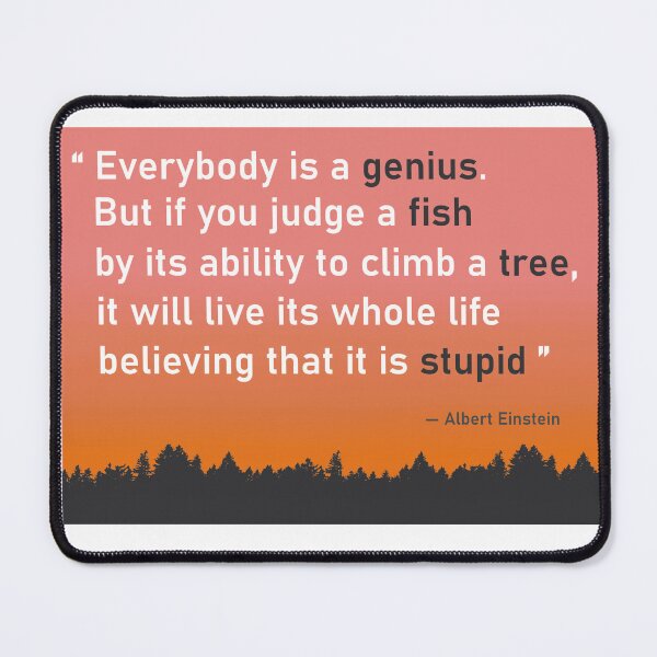 Item preview, "Everybody is a genius" Einstein quote - Pink designed and sold by SrirachaVine.