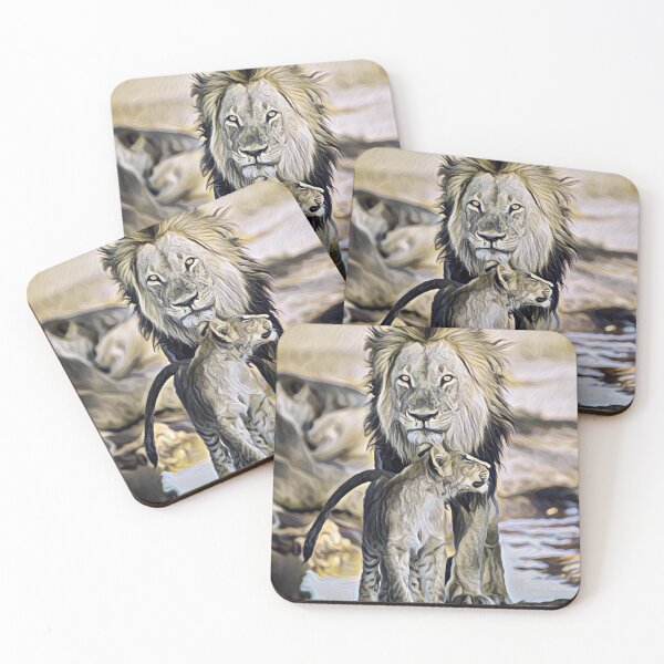 Item preview, Loving Father and Son Lion and Cub Family Sunset Safari Art designed and sold by TheWildFlix.