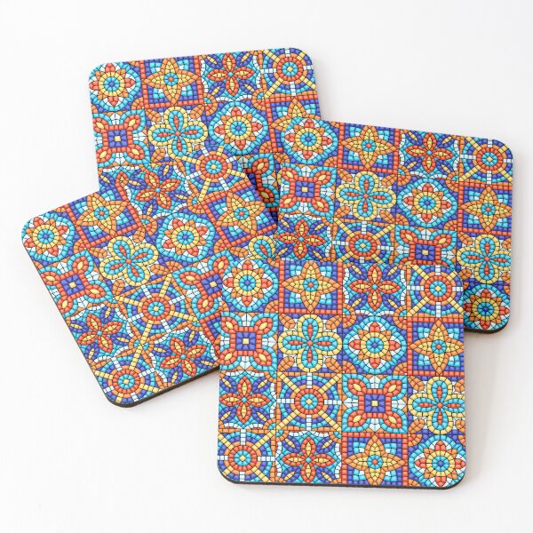 Item preview, Vibrant Blue and Orange Antient Mosaic Tiled Pattern designed and sold by silviaol.