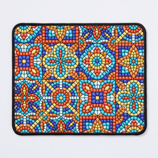 Artikelvorschau, Lebendiges blaues und orangefarbenes Antient-Mosaik-Fliesenmuster entworfen und verkauft von silviaol.