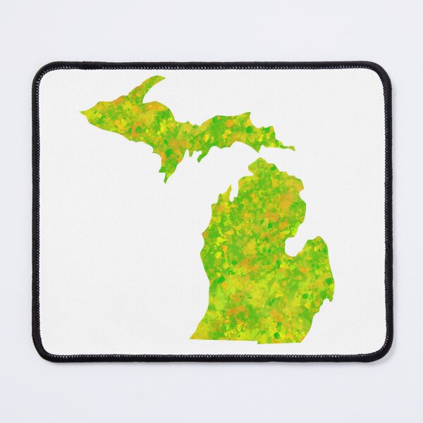 Item preview, Neon Lime Green Paint Splatter Michigan Silhouette designed and sold by ArtbyJanaye.