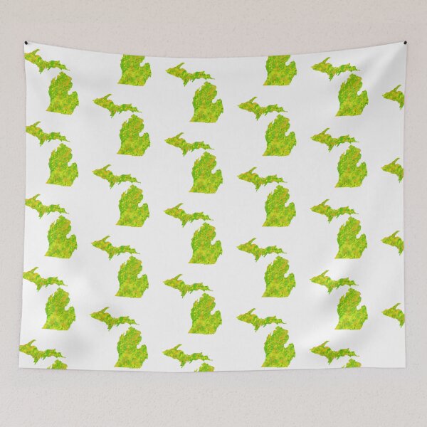 Item preview, Neon Lime Green Paint Splatter Michigan Silhouette designed and sold by ArtbyJanaye.
