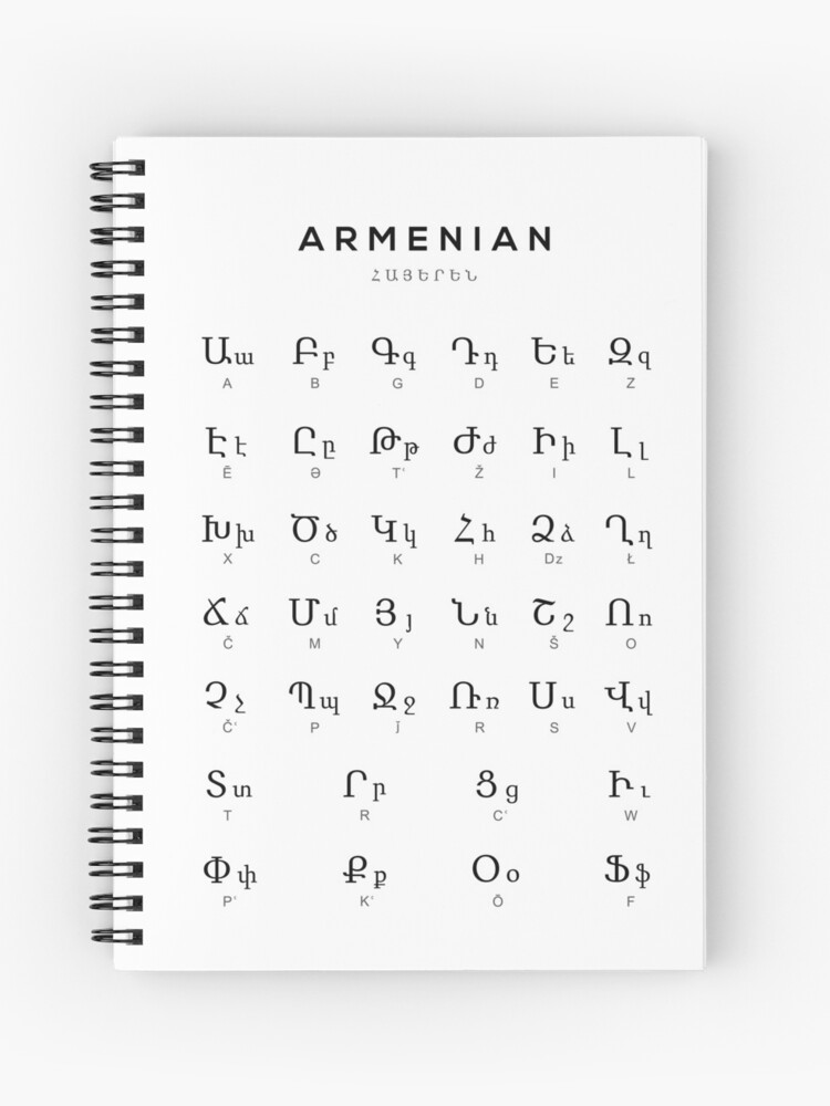 Armenian Alphabet Chart, Armenia Language Chart, White | Poster